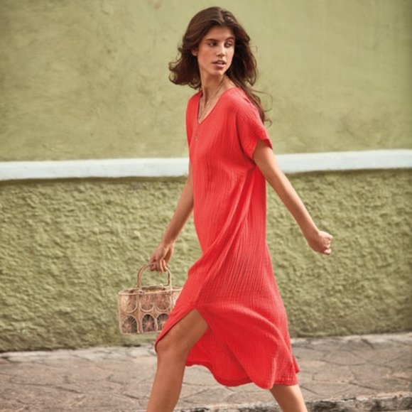 Eileen Fisher Dresses Eileen Fisher Cotton Gauze Vneck Dress Poshmark
